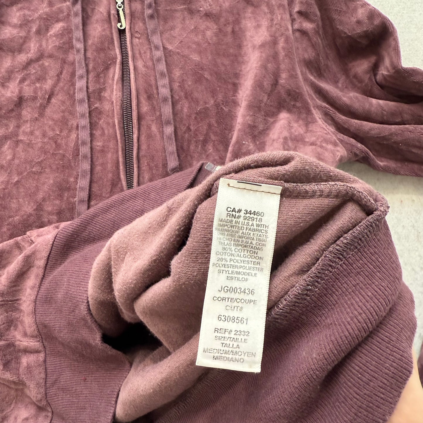 Juicy Couture Women's Brown Velour Zip-Up Hoodie Pockets Graphic Logo Size M