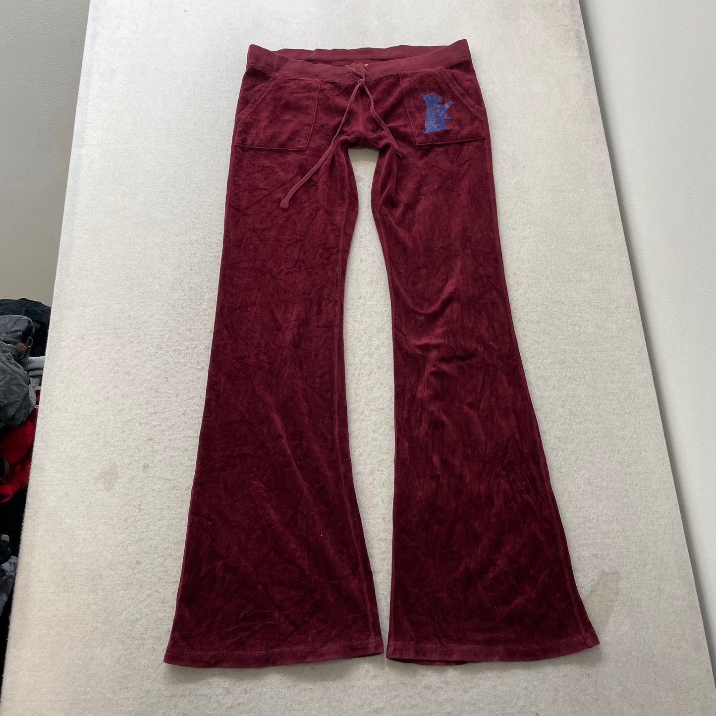 2003 Vintage Juicy Couture Women's Burgundy Velour Flared Leg Track Pant Size S