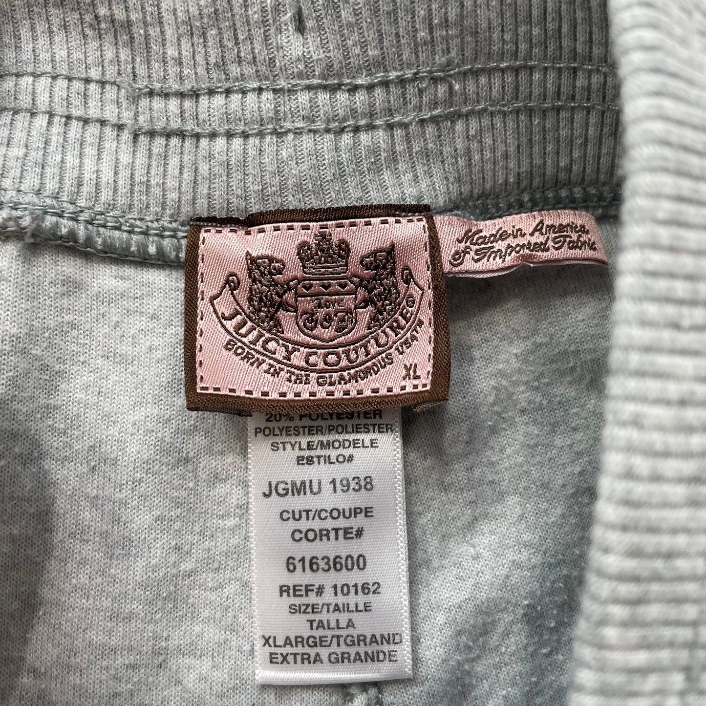 Juicy Couture Women's Heather Gray Velour Flared Track Pant Bell Bottom Size XL