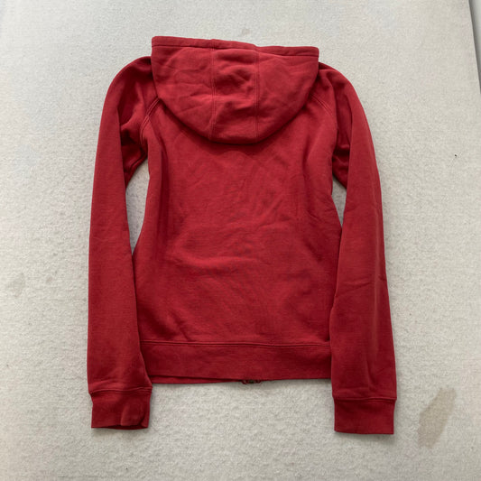 Carhartt Women's Red Cotton Blend Zip-Up Hoodie Drawstring Pockets Logo Size S