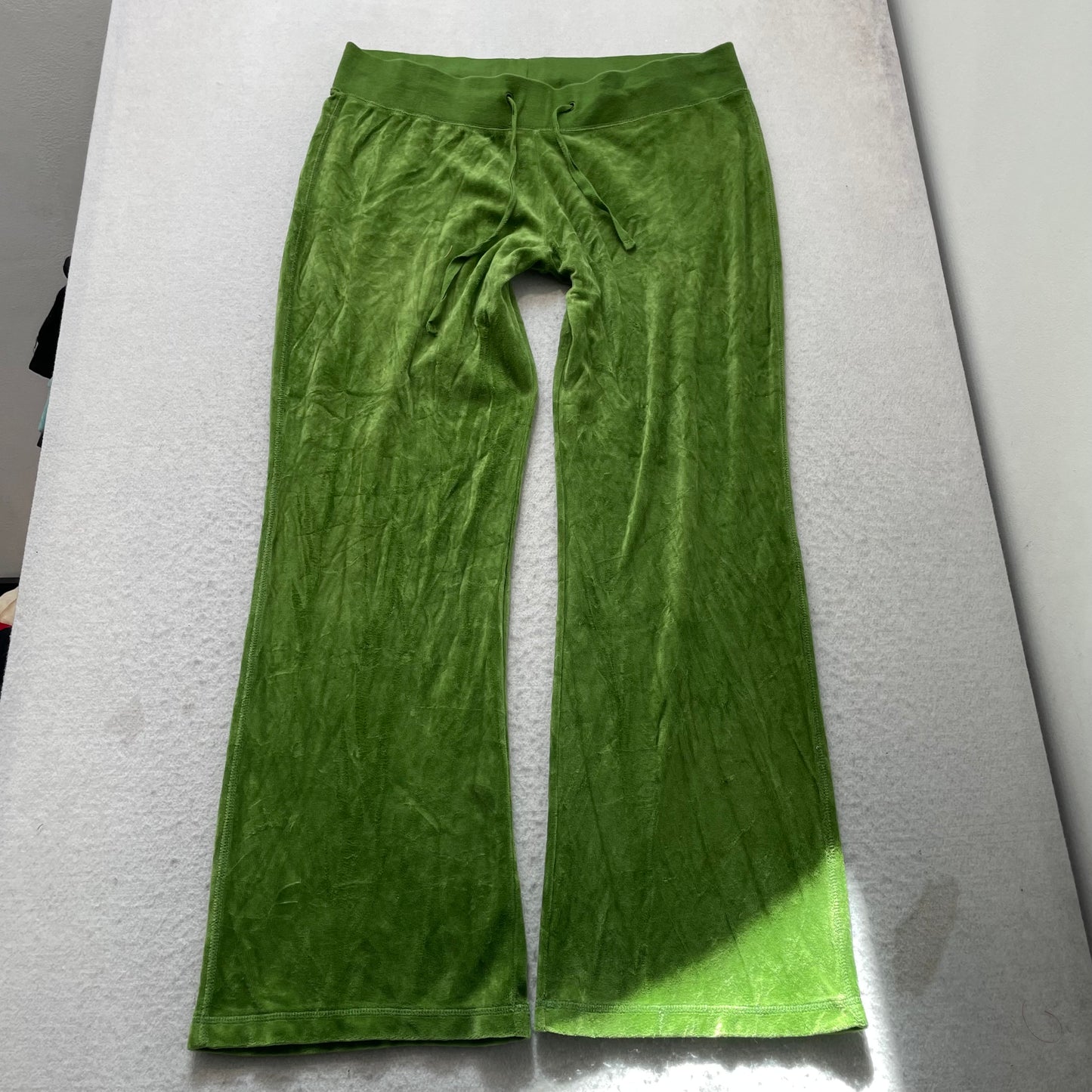 Juicy Couture Women Green Velour Flared Track Pant Drawstring Loungewear Size XL