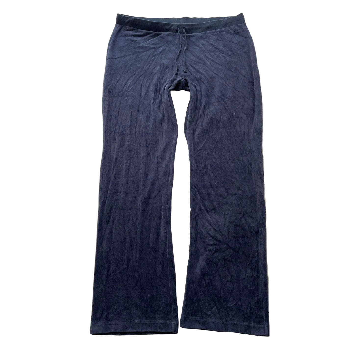Juicy Couture Women's Navy Blue Velour Flared Leg Track Pants Drawstring Size XL