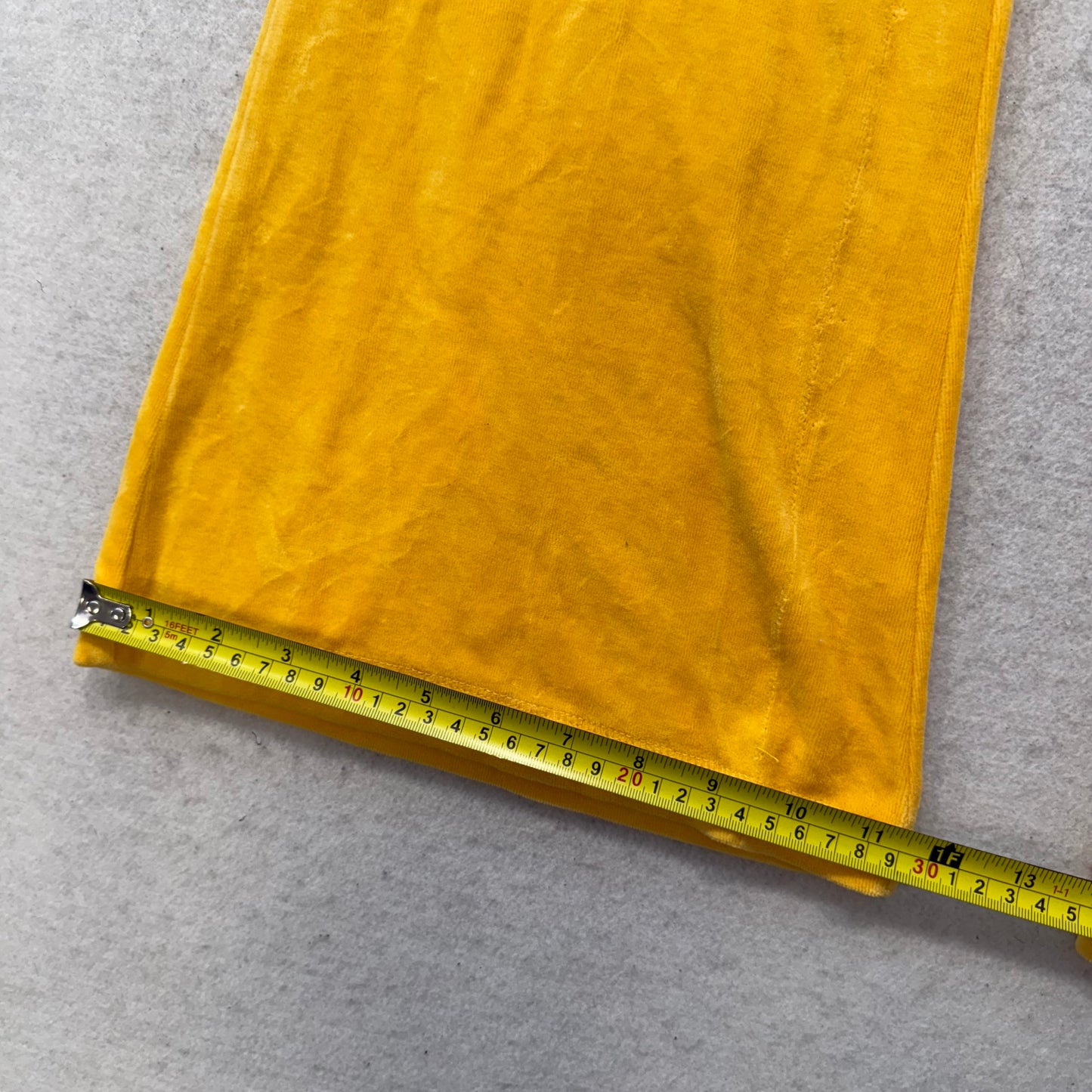 Vintage Juicy Couture Women's Mustard Yellow Flare Track Pant Flap Pocket Size L