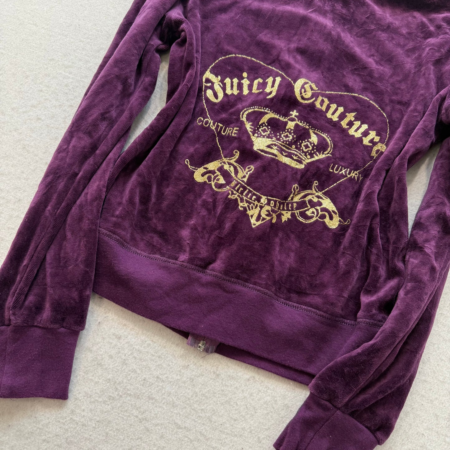 Juicy Couture Women's Deep Purple Zip-Up Hoodie & Pants Tracksuit Set Size L
