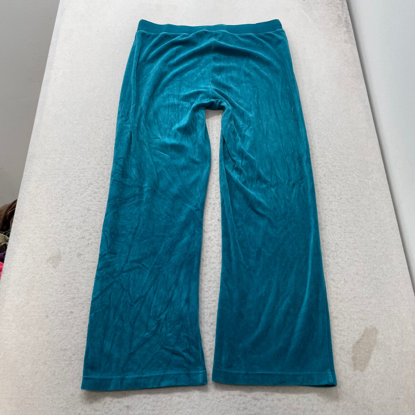 Juicy Couture Women's Teal Velour Flared Leg Track Pants Drawstring Y2K Size XL