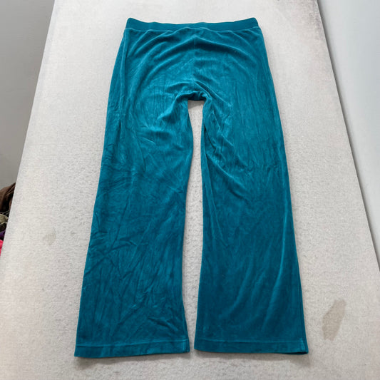 Juicy Couture Women's Teal Velour Flared Leg Track Pants Drawstring Y2K Size XL