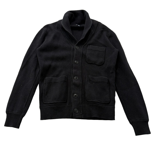 J. Crew Men's Black 100% Cotton Shawl Collar Cardigan Sweater Pockets Size S