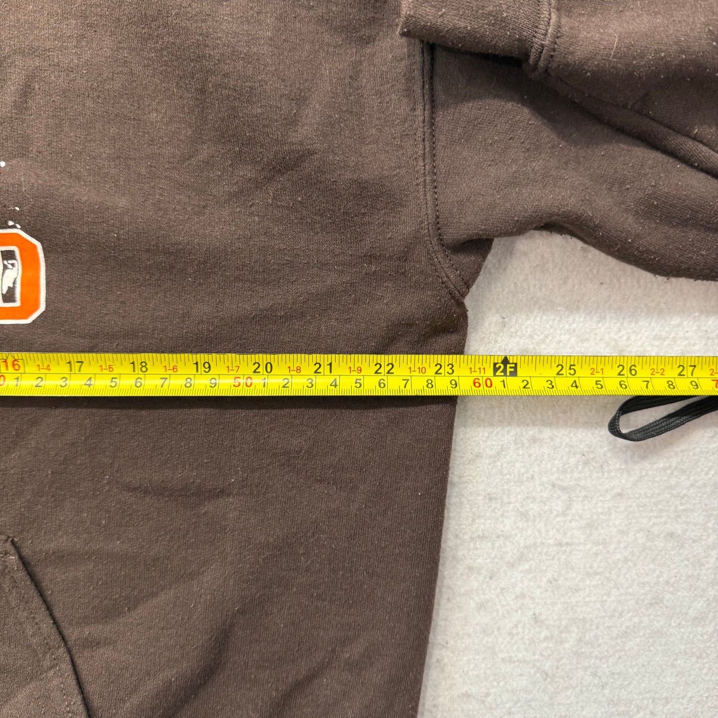 Gildan Heavy Blend Men's Brown Pull Over Hoodie Drawstring Graphic Y2k Size L
