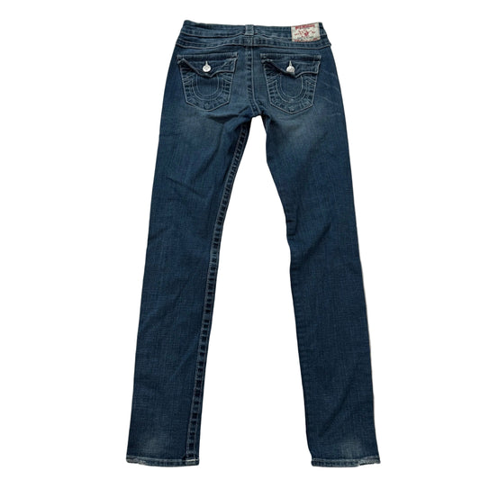 True Religion Jodie Women Dark Blue Denim Skinny Jeans Back Flap Pockets Size 27