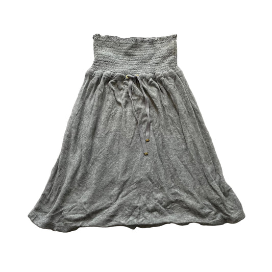Juicy Couture Women Gray Terry Cloth Smocked Strapless Flare Dress Casual Size S