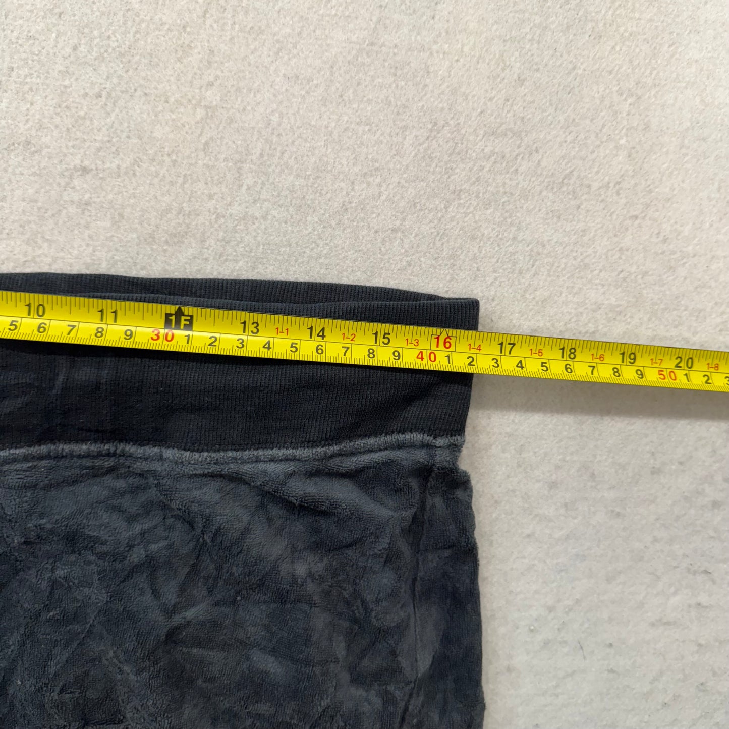 Juicy Couture Women Charcoal Velour Flare Track Pants Button-Flap Pockets Size M