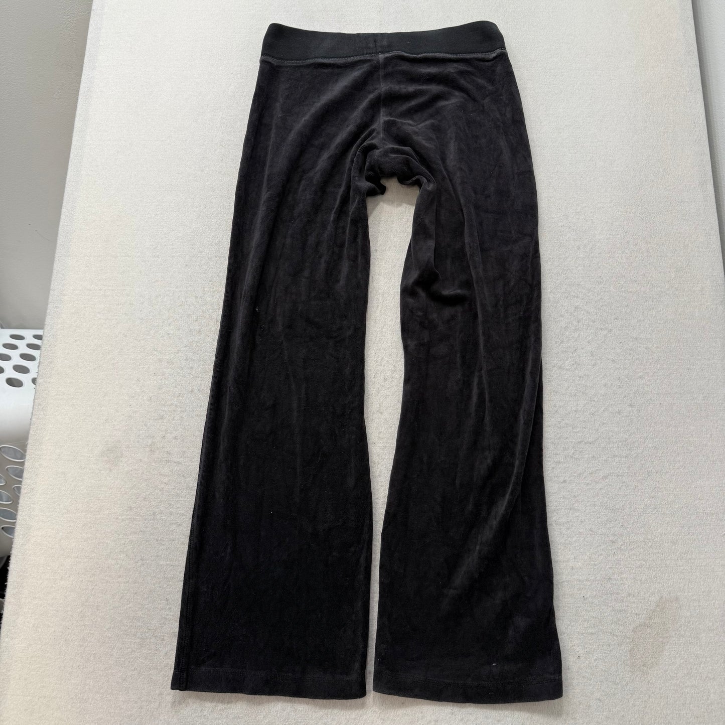 Vintage Juicy Couture Women's Black Velour Flare Track Pant Drawstring Size S