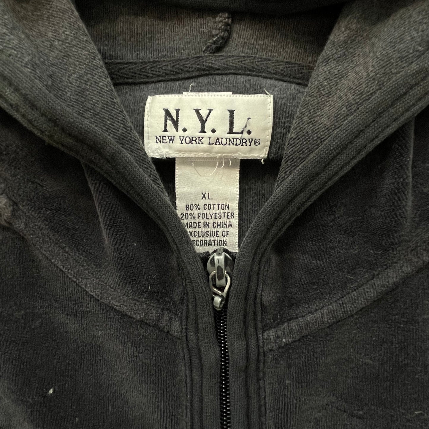 N.Y.L. New York Laundry Womens Gray Velour Zip-Up Hoodie Striped Sleeves Size XL