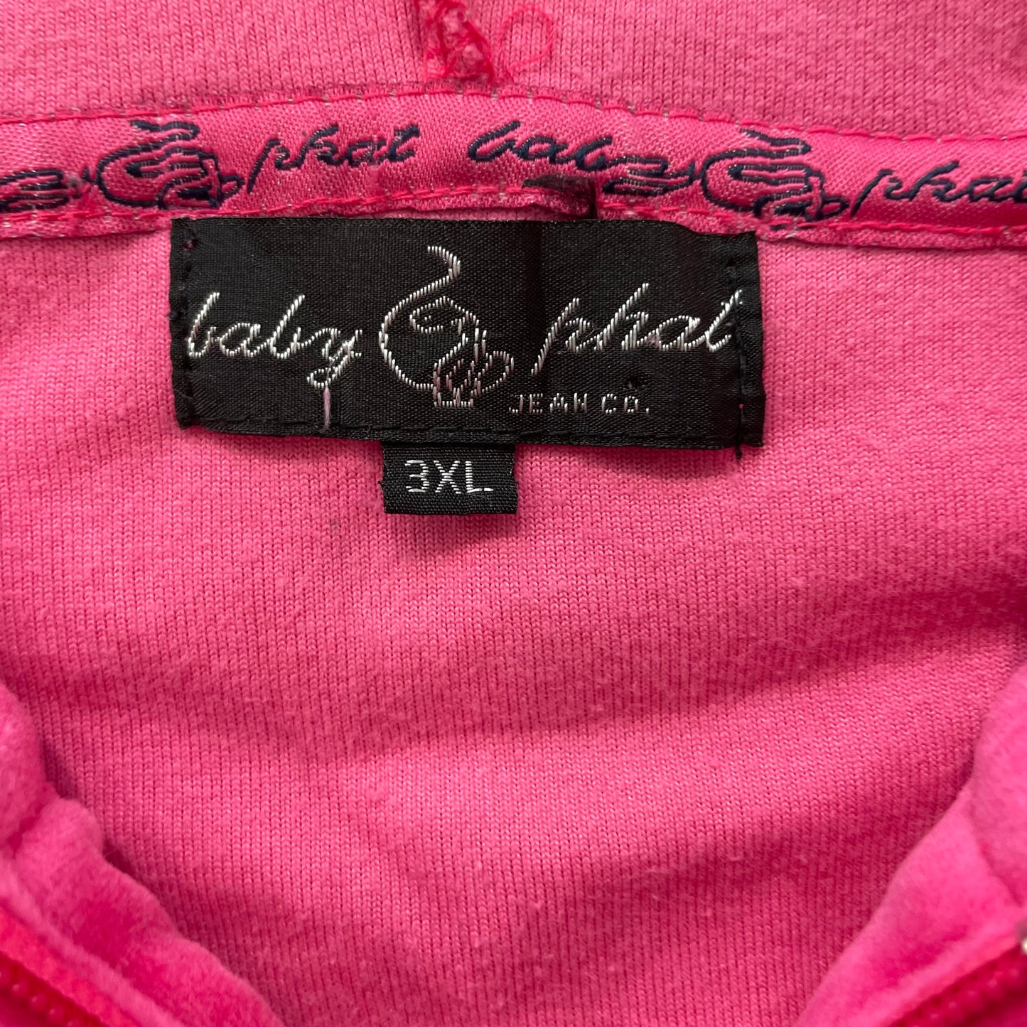 Baby Phat Women's Hot Pink Velour Zip-Up Hoodie Drawstrings Cat Logo Size 3XL