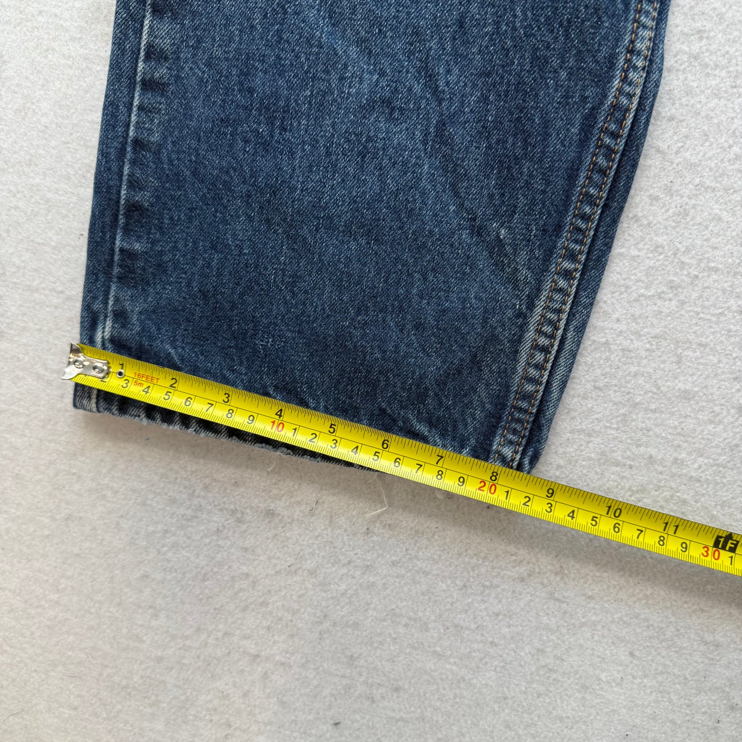 Levi's Mens Blue Denim Straight Leg Jeans frayed Hems Patched Classic Size 38x30