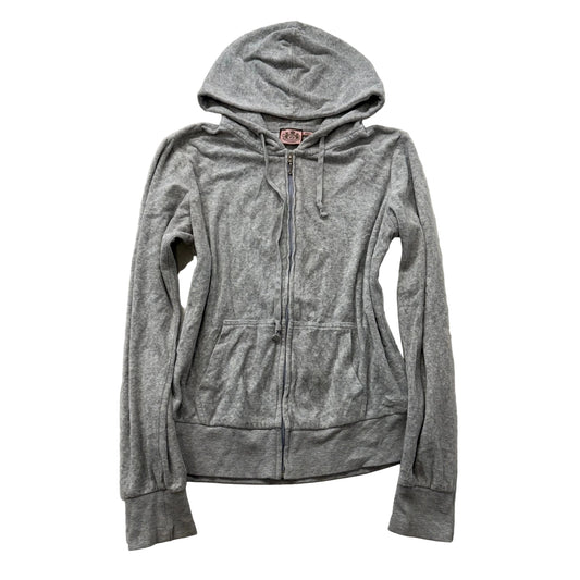 Vintage Juicy Couture Women's Heather Gray Velour Full Zip Hoodie Preppy Size L