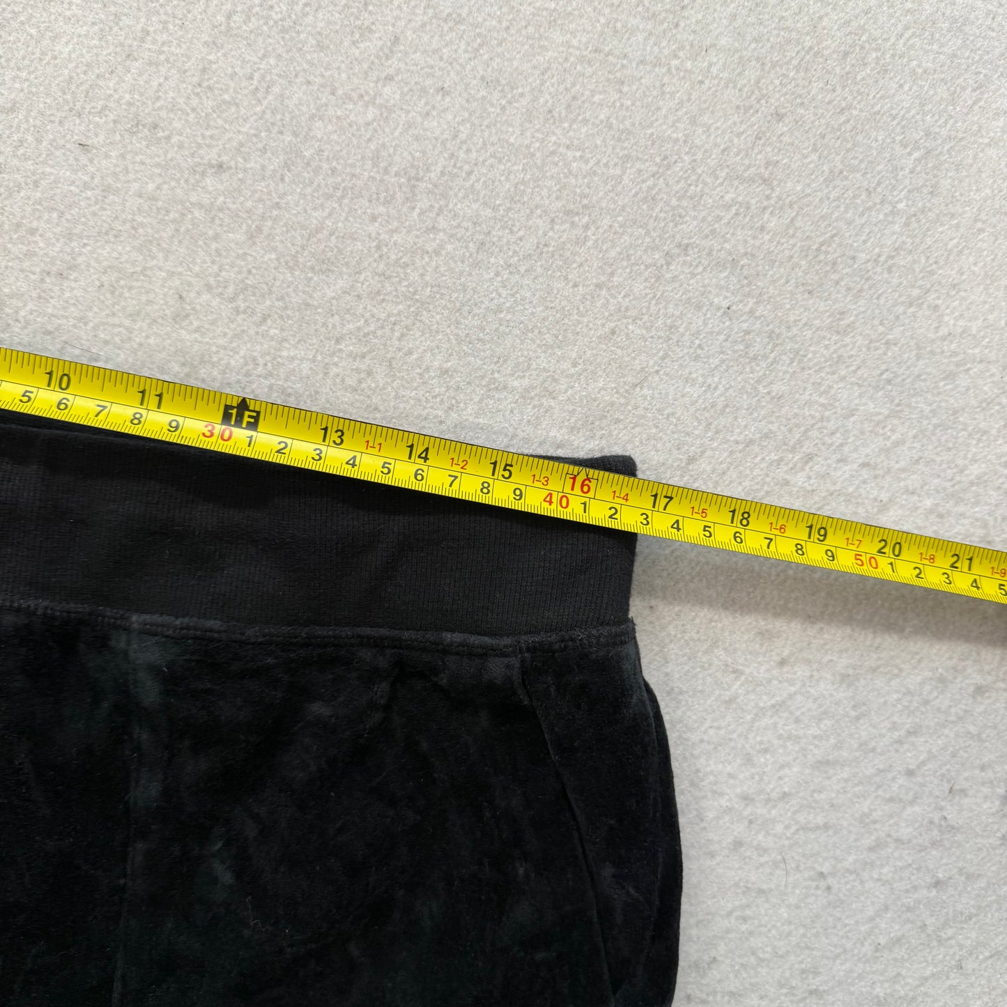 Juicy Couture Women's Black Velour Wide Leg Flared Track Pants Pockets Size XL