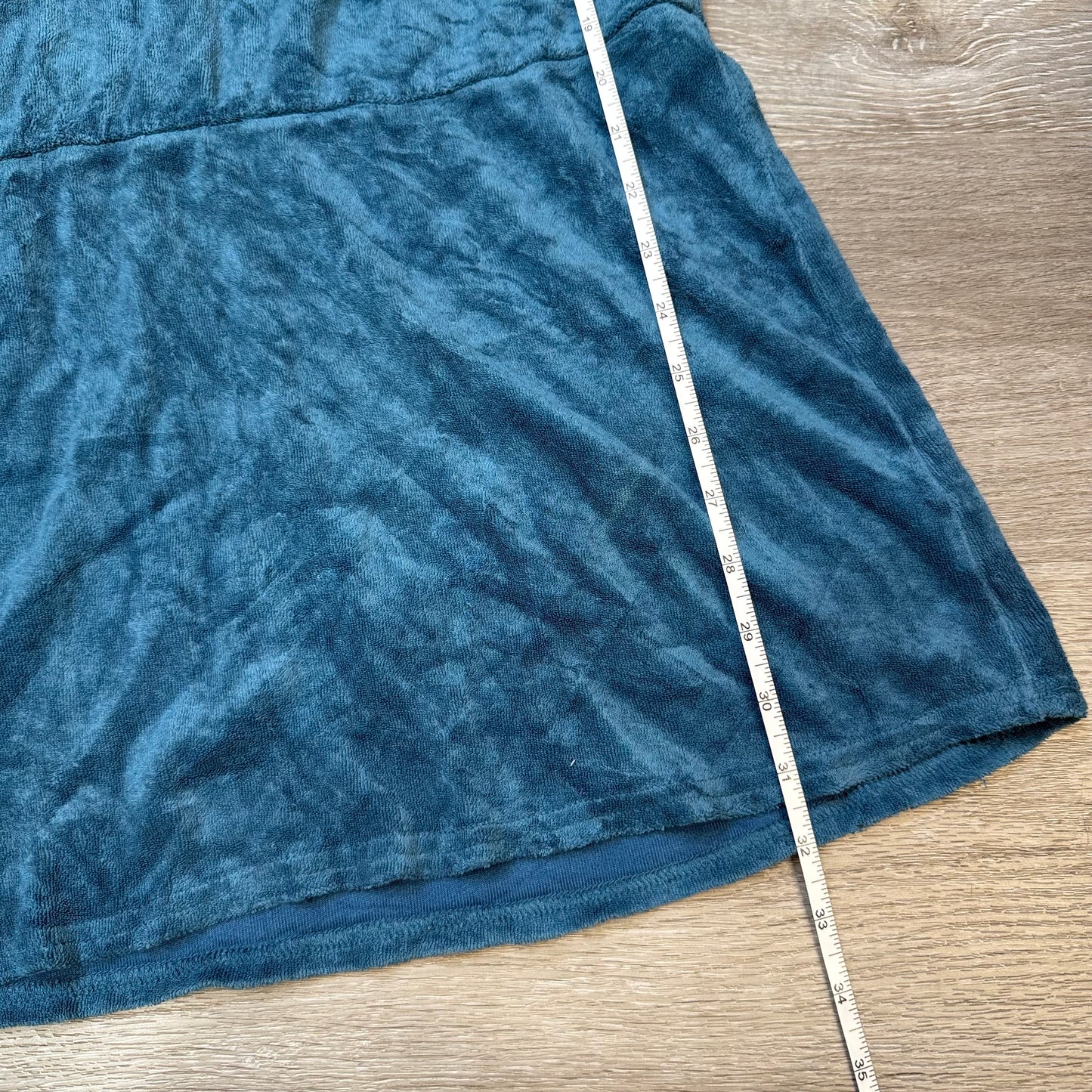 Juicy Couture Womens Teal Blue Terry Cloth Zip-Up Hoodie Dress Drawstring Size M