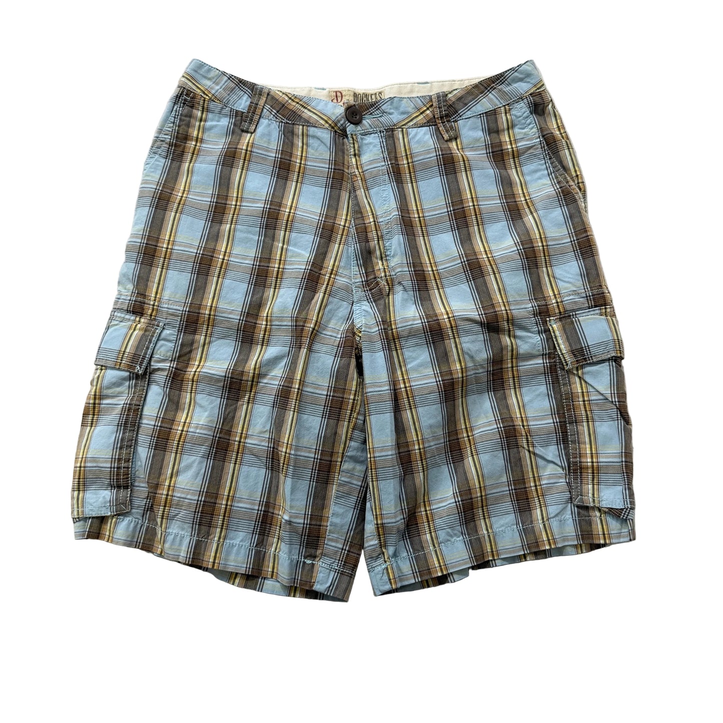 Dockers Men's Multicolor Plaid Cargo Shorts Relaxed Fit Pockets Classic Size W33