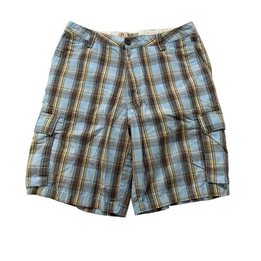 Dockers Men's Multicolor Plaid Cargo Shorts Relaxed Fit Pockets Classic Size W33