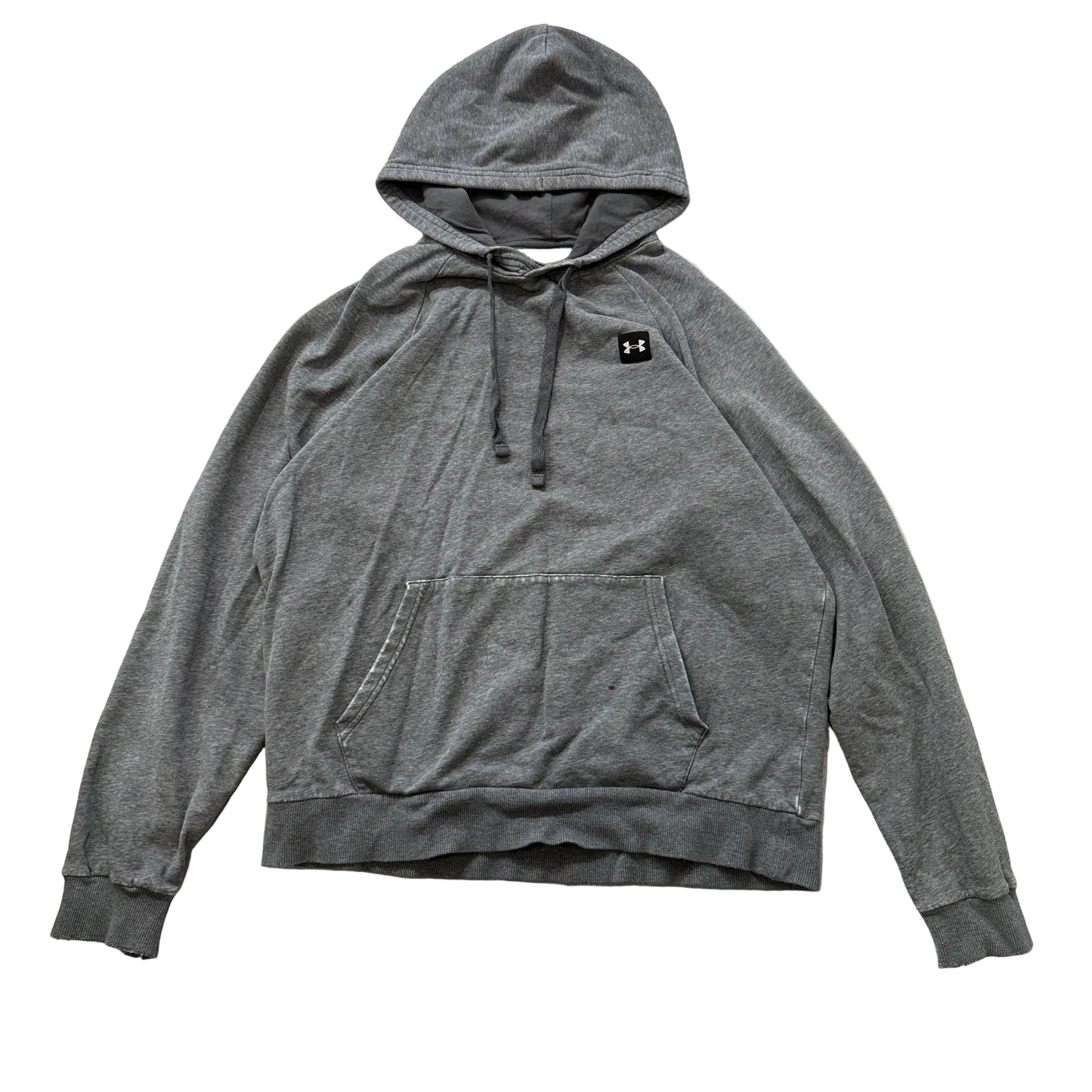 Under Armour Men's Grey Fleece Pullover Hoodie Drawstring Pockets Logo Size L