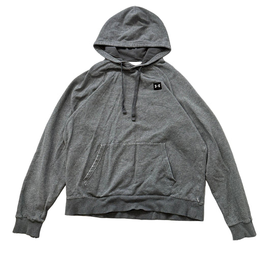 Under Armour Men's Grey Fleece Pullover Hoodie Drawstring Pockets Logo Size L