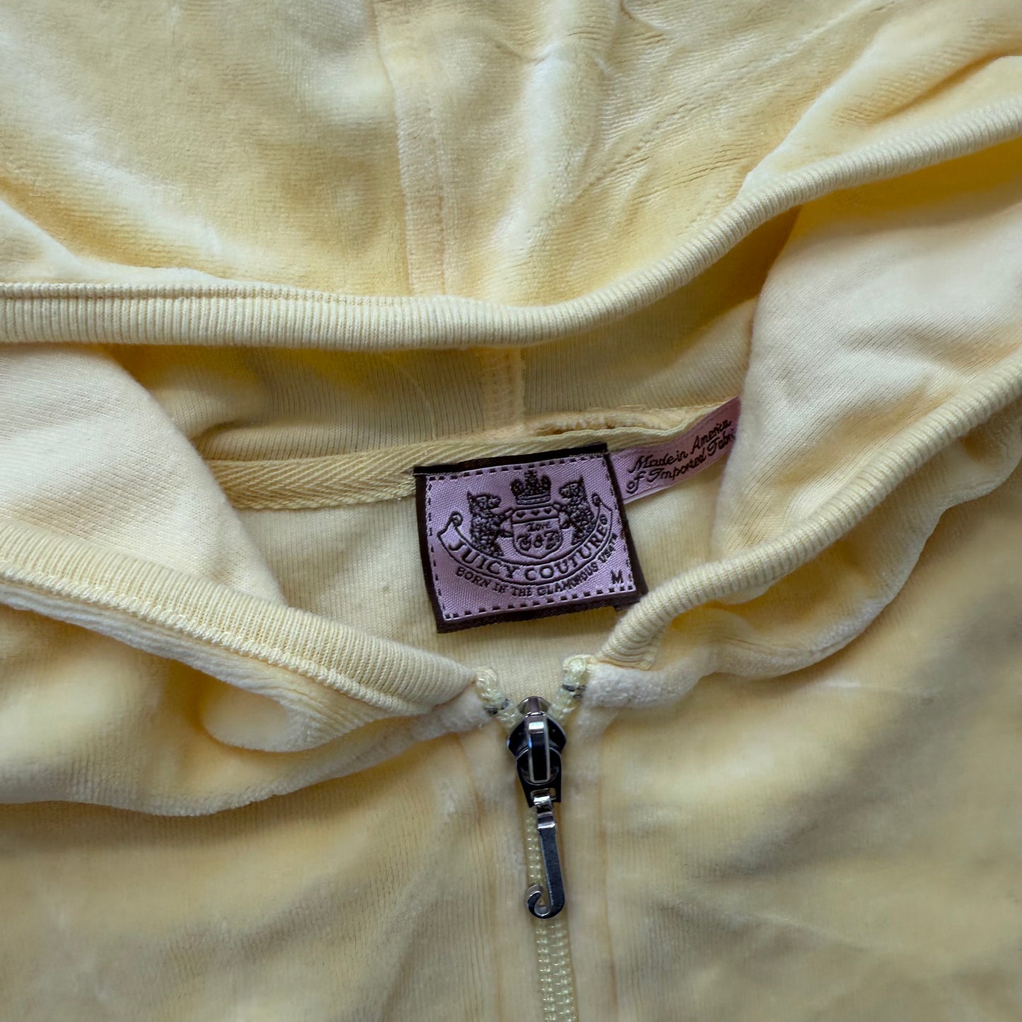 Juicy Couture Women's Pastel Yellow Tracksuit Set Full Zip Hoodie & Pant Size M