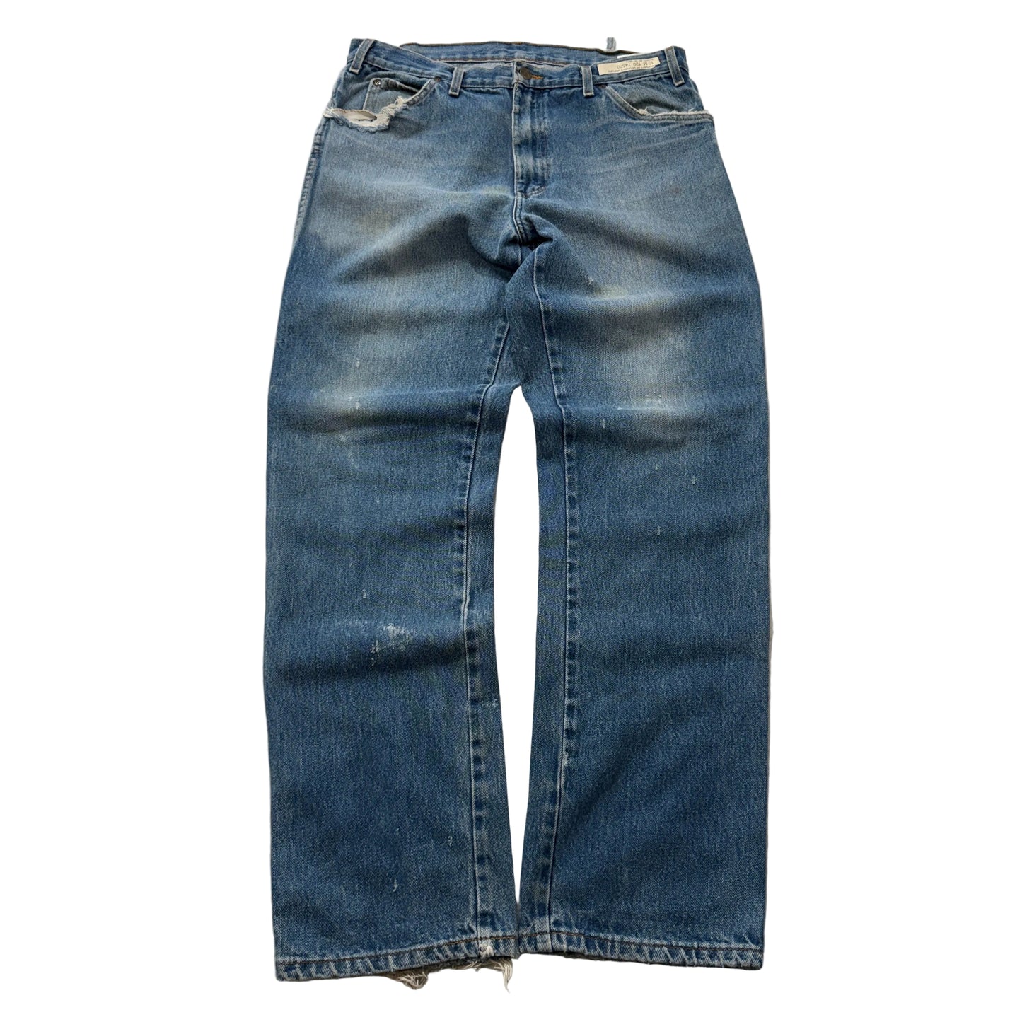 Dickies Men's Blue Straight Leg Denim Jeans Faded Distressed Workwear Size W35