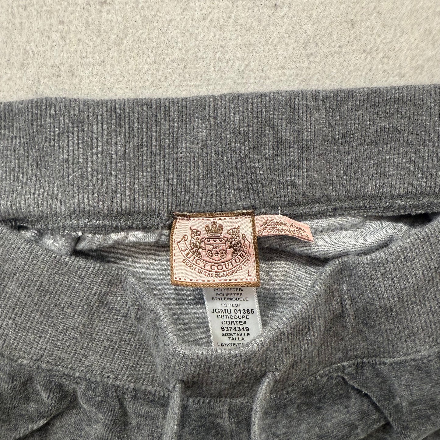 Vintage Juicy Couture Women's  Gray Velour Flared Track Pants Drawstring Size L
