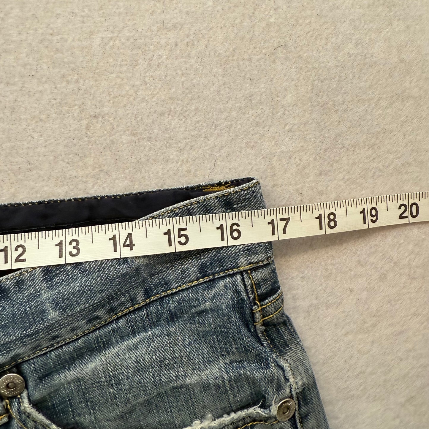 Seven7 Blue Denim Straight Leg Jeans Embroidered Back Pockets Size 34 Made in China