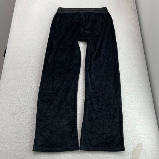 Vintage Juicy Couture Women's Black Velour Flared Track Pant Drawstring Size L