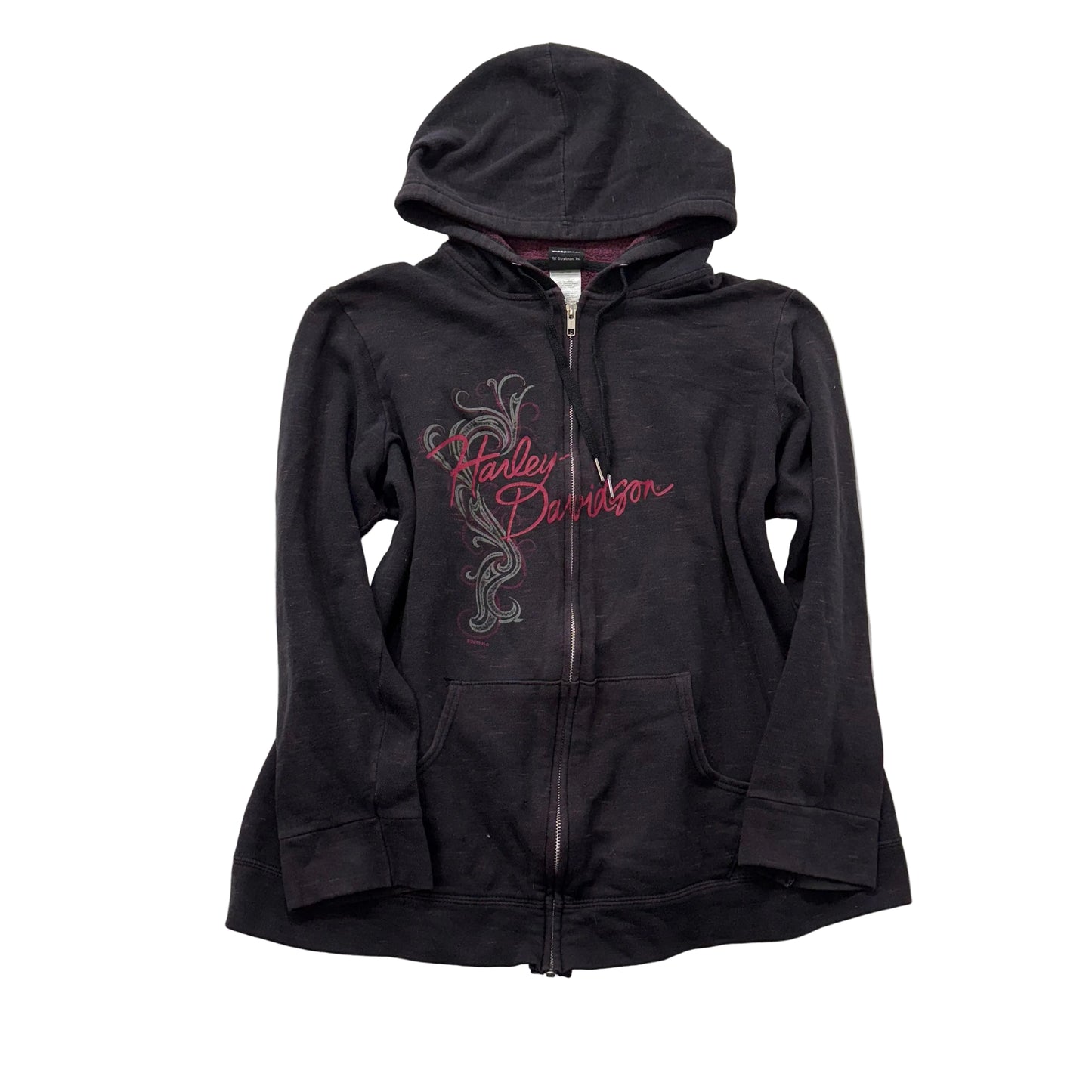 Harley Davidson Women's Black Full Zip Hooded Sweatshirt Casual Fit Size L