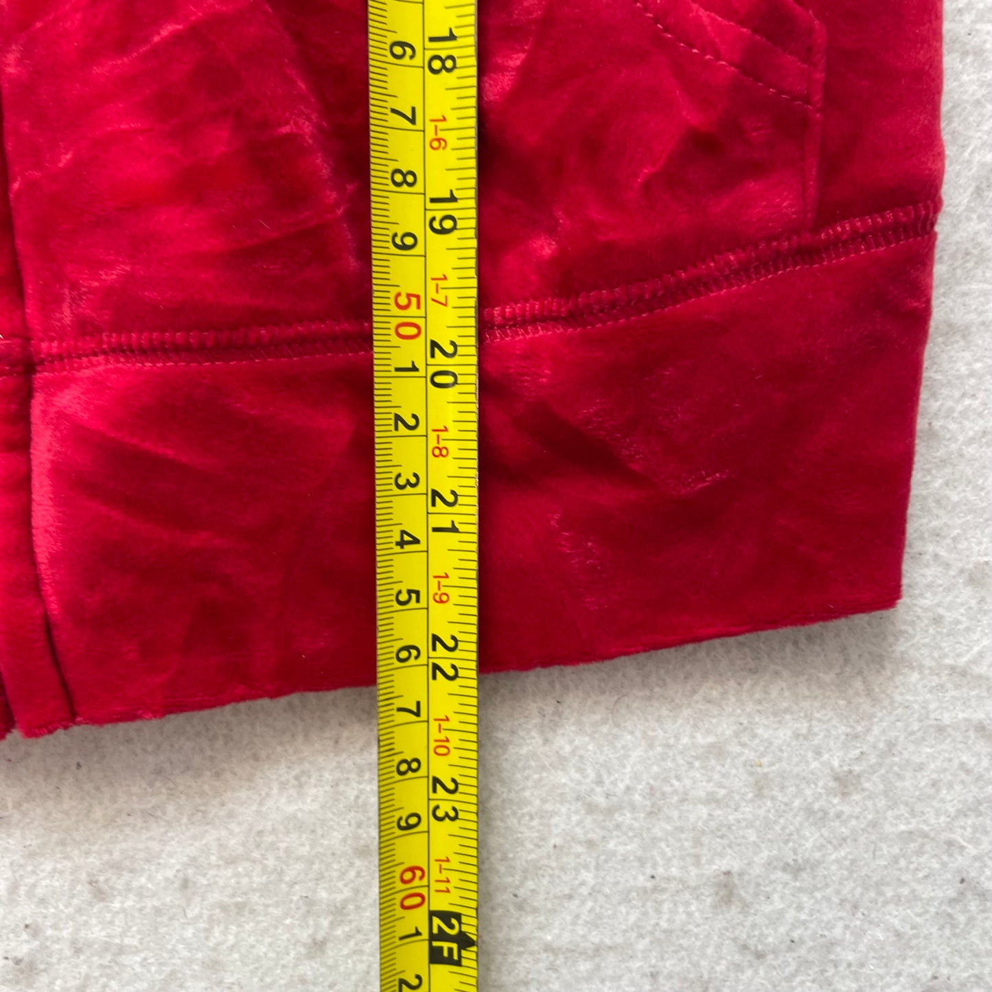 Juicy Couture Women Red Velour Tracksuit Set Zip-Up Hoodie & Flare Pant Size S/M