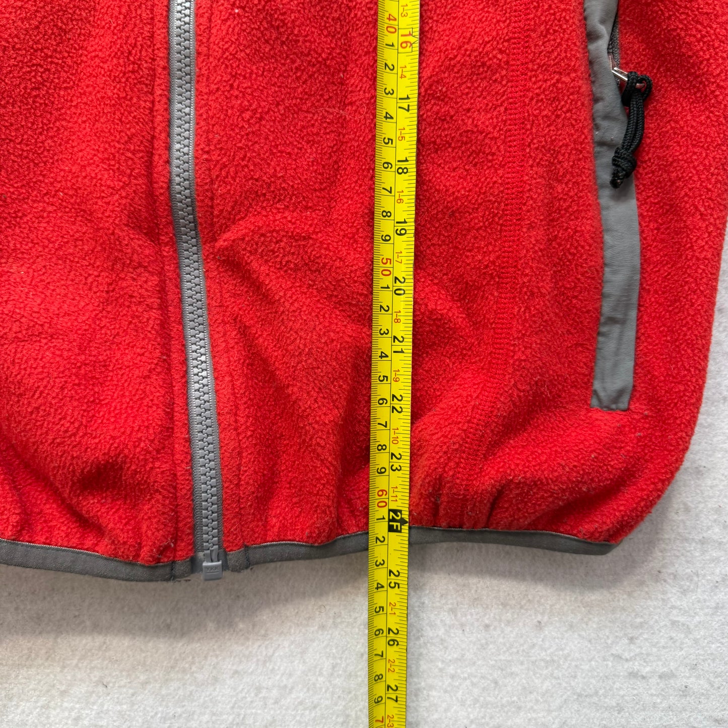 The North Face Unisex Red Gray Full Zip Fleece Jacket Pockets Streetwear Size M