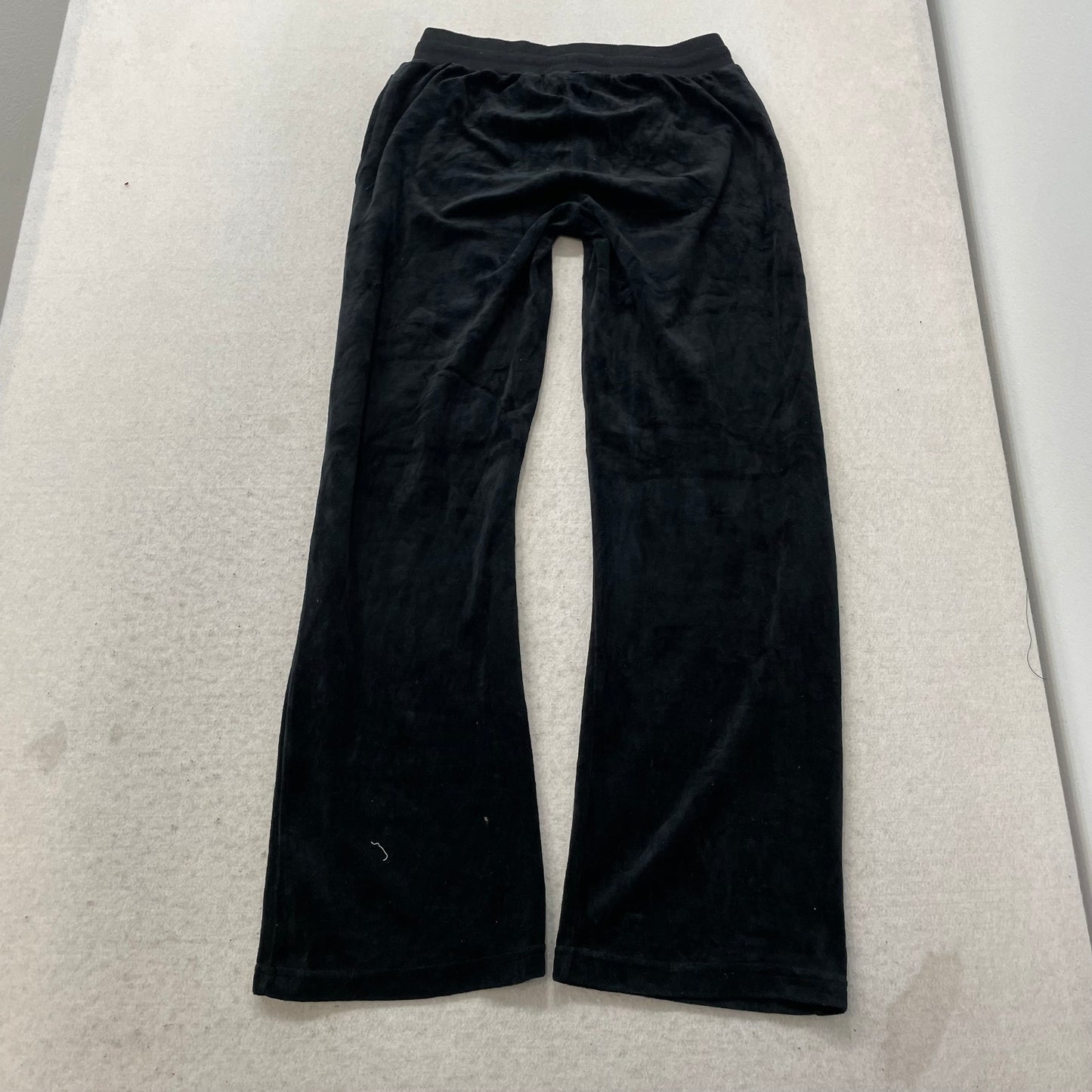 Vintage Juicy Couture Women's Black Velour Flared Track Pant Drawstring Size S