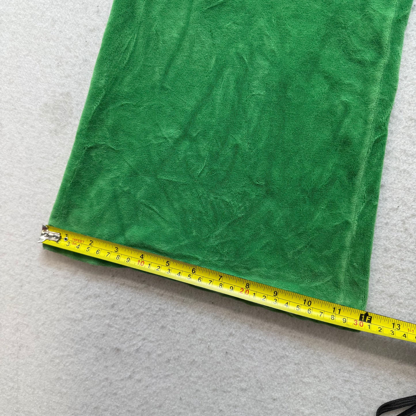 RARE Vintage Juicy Couture Women's Green Velour Flared Track Pant Pockets Size S