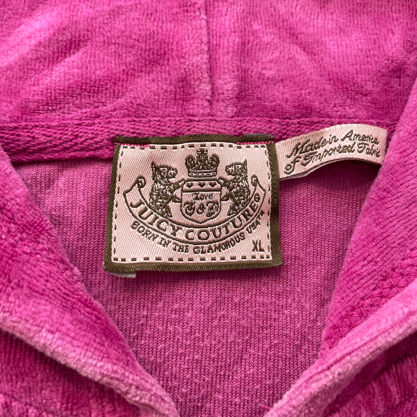 Juicy Couture Women Hot Pink Velour Zip-Up Hoodie Pockets Loungewear Y2k Size XL
