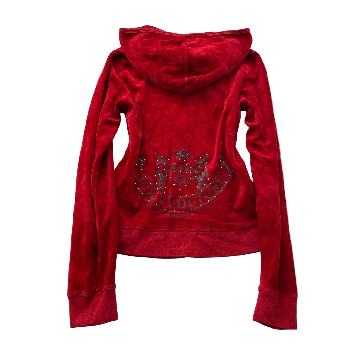 2003 Vintage Juicy Couture Scottie Dogs Womens Dark Red Velour Hoodie Y2k Size M