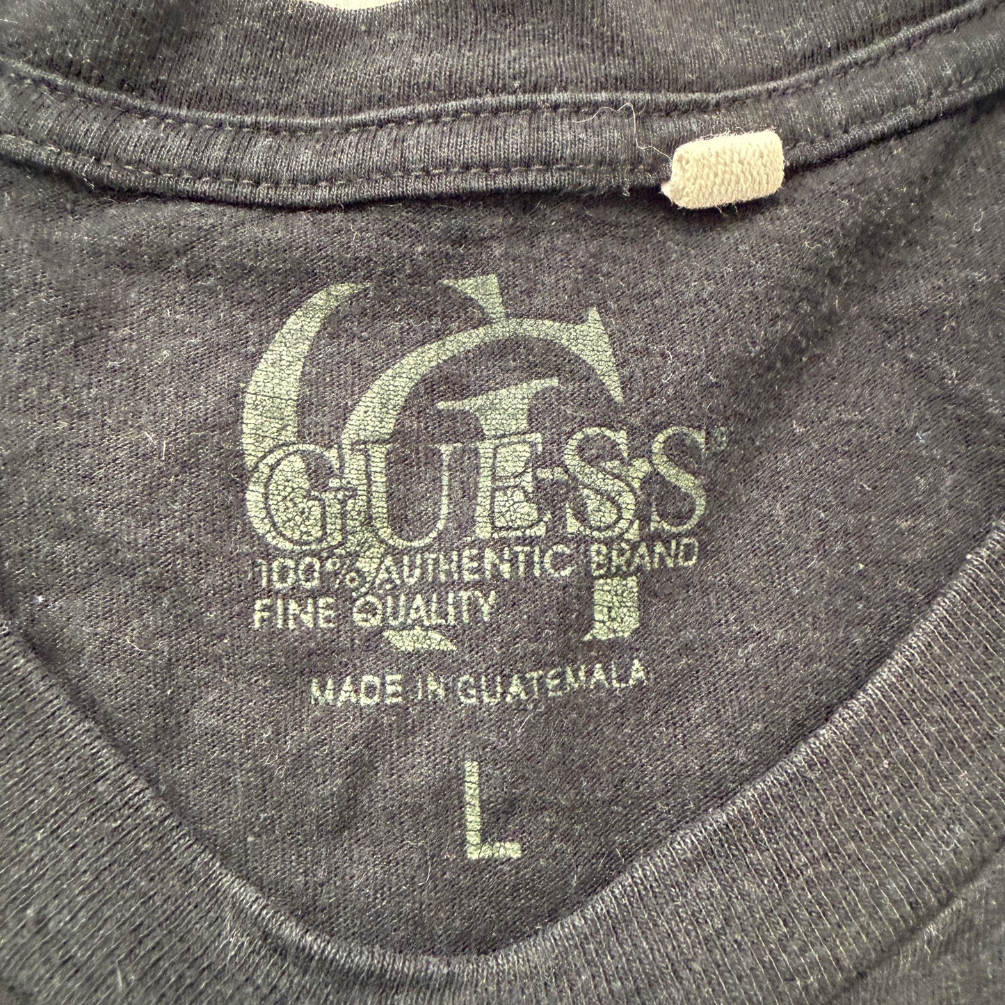 Guess Men's Black Cotton T-Shirt Short Sleeve Crewneck Rock Eagle Graphic Size L