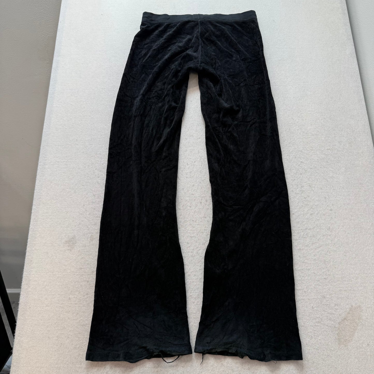 2003 Vintage Juicy Couture Women's Black Velour Flared Track Pant Casual Size P