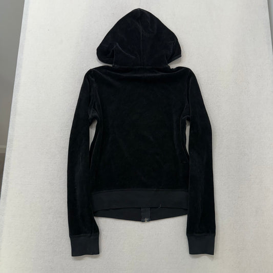 Juicy Couture Black Velour Full Zip Hoodie Size L