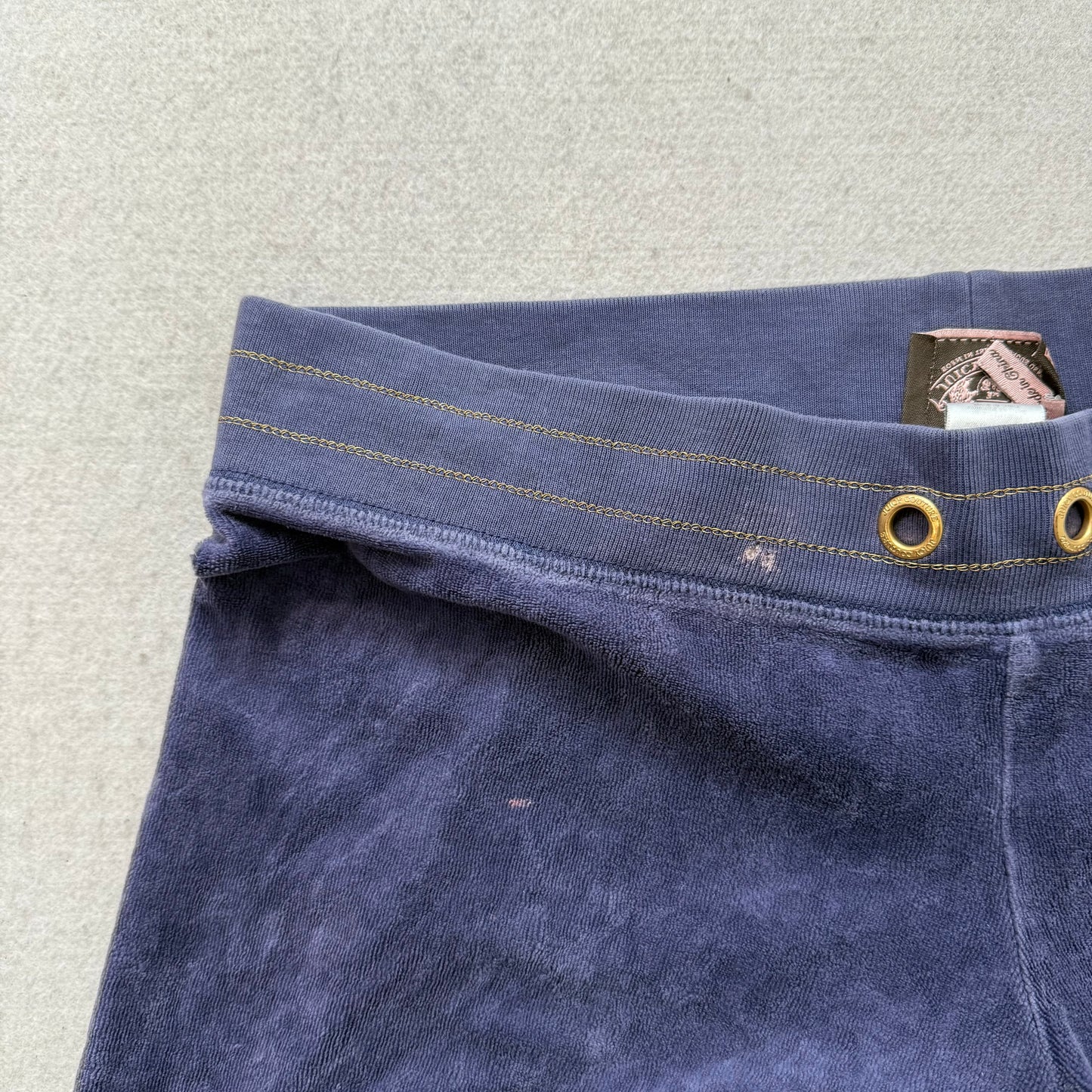 Juicy Couture Women's Deep Blue Velour Flare Leg Track Pant Graphic Logo Size M