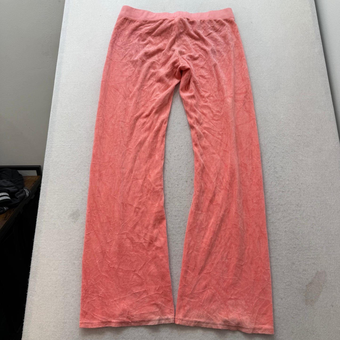Juicy Couture Kiss Moi Juicy Womens Peach Velour Flared Track Pant Casual Size L