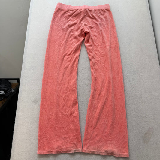 Juicy Couture Kiss Moi Juicy Womens Peach Velour Flared Track Pant Casual Size L