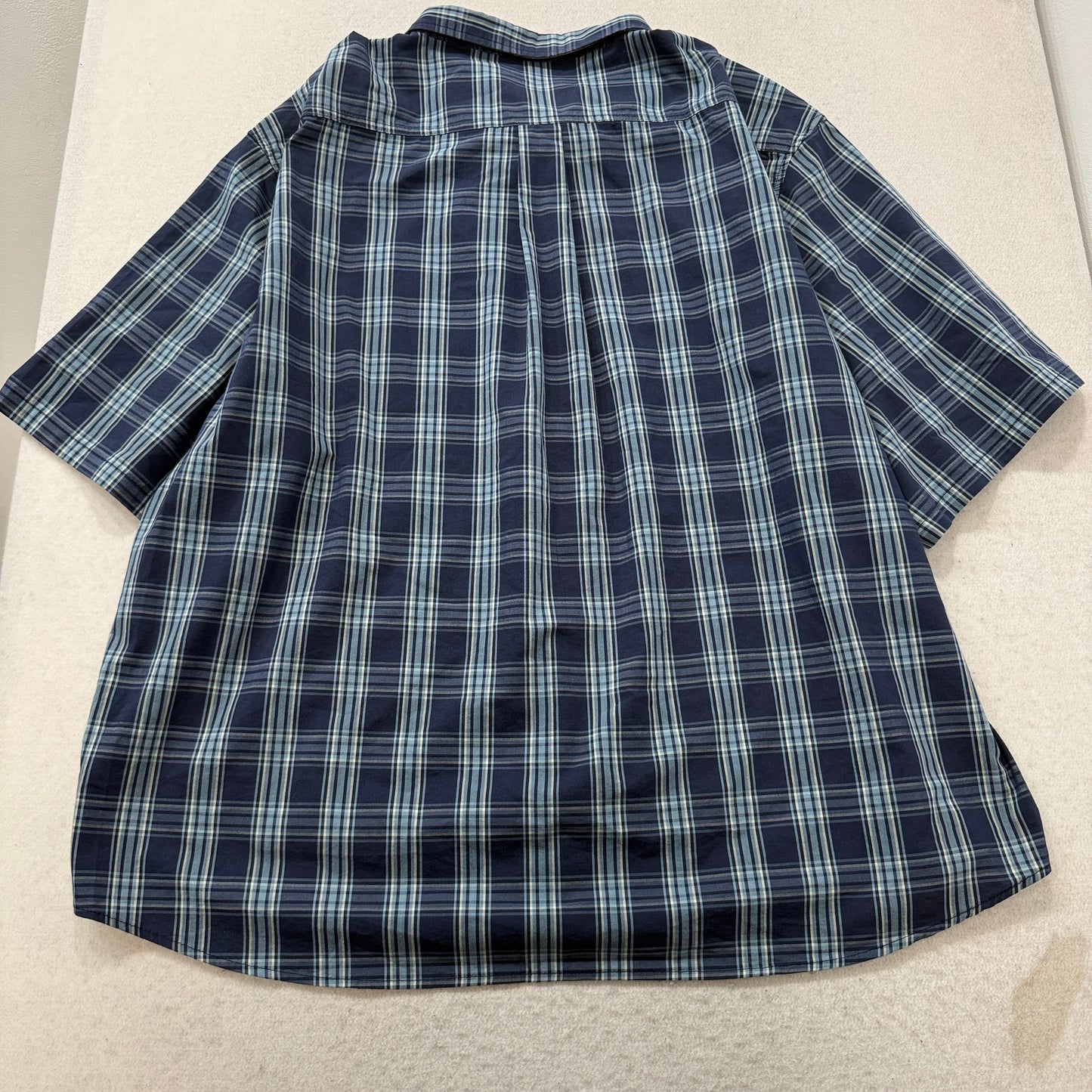Dickies Men's Blue Plaid Button-Up Shirt Short Sleeves Relaxed Fit Size 4XL