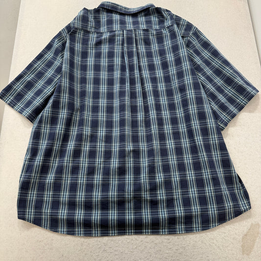 Dickies Men's Blue Plaid Button-Up Shirt Short Sleeves Relaxed Fit Size 4XL
