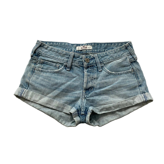 Hollister Women's 3 Blue Denim Cuffed Hem Shorts Button Fly Casual Fit Size W26