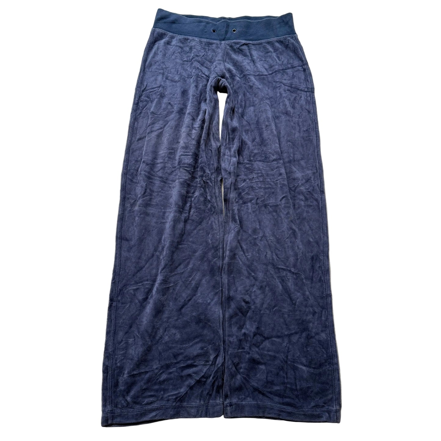 Vintage Juicy Couture Women's Navy Velour Flared Track Pants Loungewear Size S