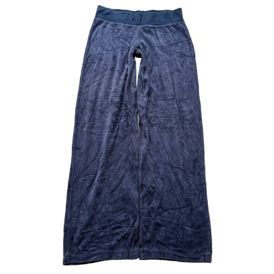 Vintage Juicy Couture Women's Navy Velour Flared Track Pants Loungewear Size S