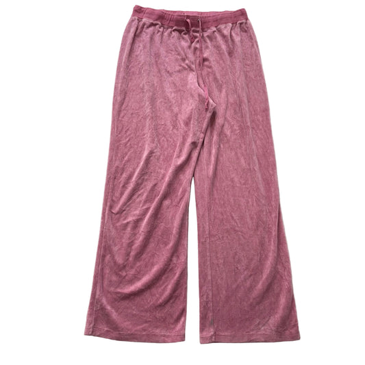 Juicy Couture Muted Pink Velour Flared Track Pants Drawstring High Rise Size XL